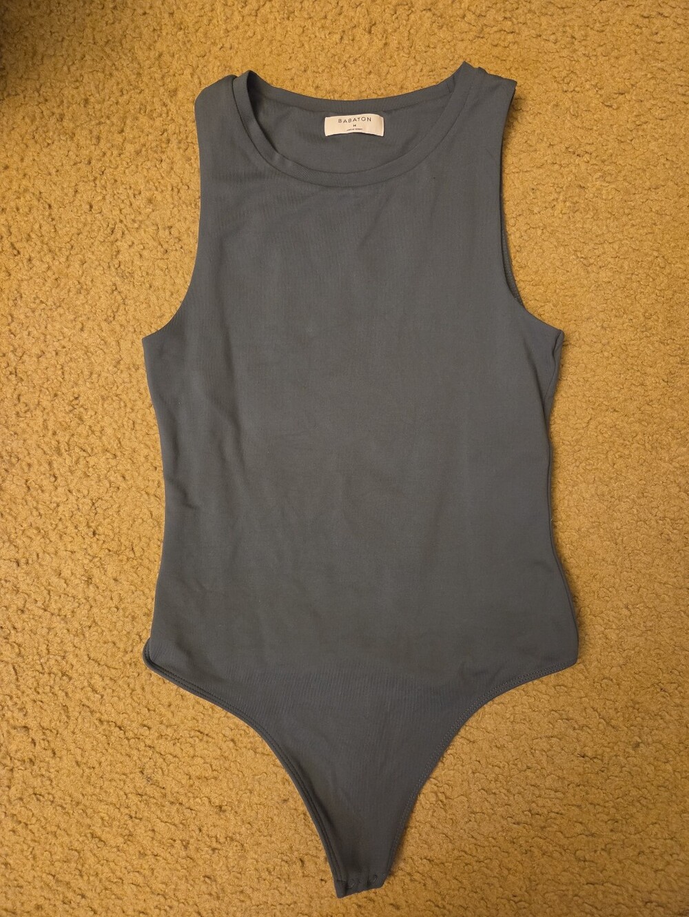 Babaton Slate Blue Ribbed Tank One-Piece Bodysuit